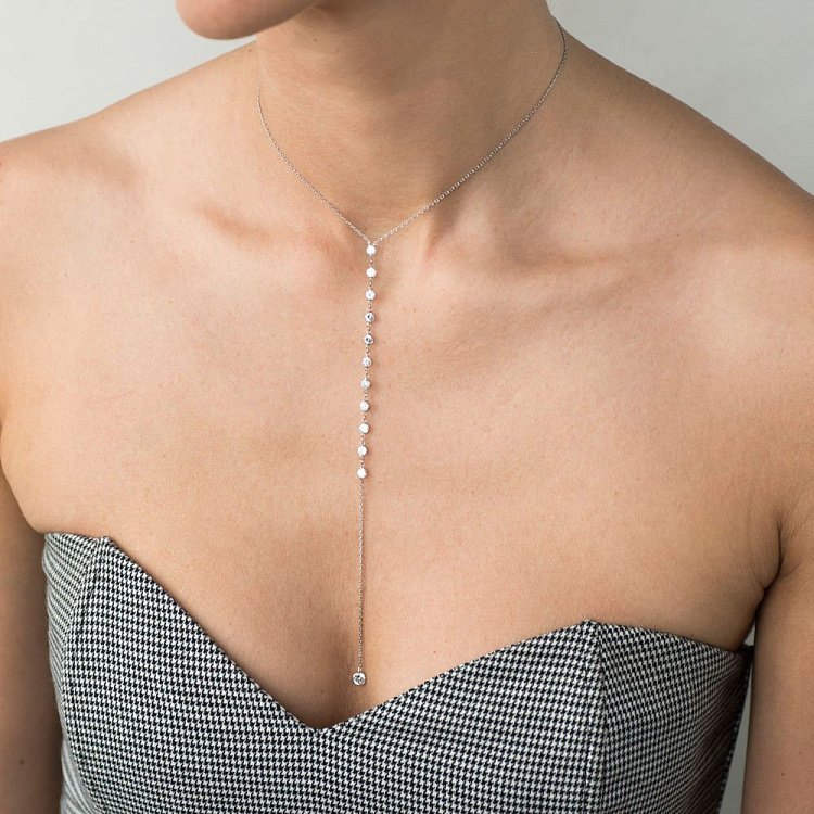 Срібне кольє з фіанітами 18656 від ювелірного магазину Онікс - 17