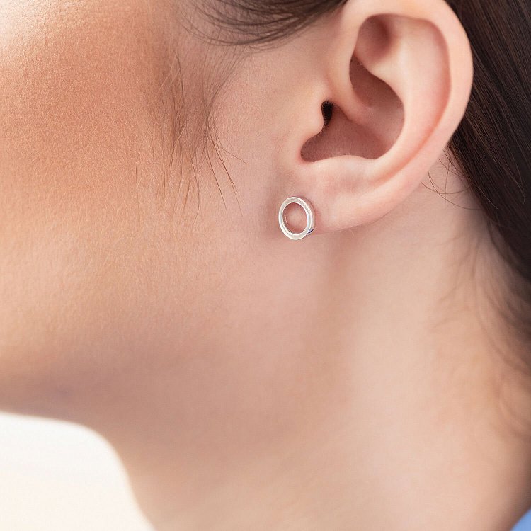 Серьги - пусеты "Круговорот" в белом золоте с08305 от ювелирного магазина Оникс - 6