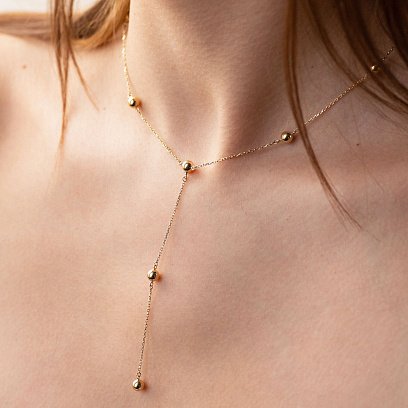 Колье 2 в 1 "Шарики" в желтом золоте кол02343 №3