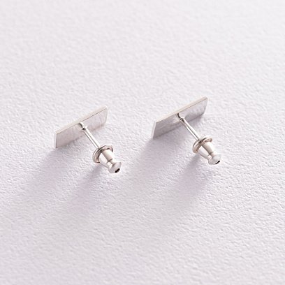 Серебряные серьги - пусеты "Прямоугольники" 122868 №3