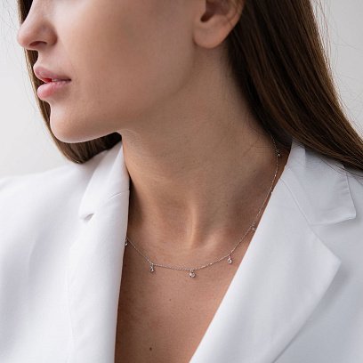 Кольє з білого золота з фіанітами кол01787 №2