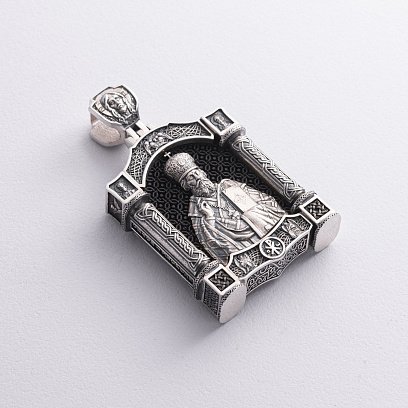 Срібний кулон "Миколай Чудотворець. Свята Трійця" (ебенове дерево) 1463 №6