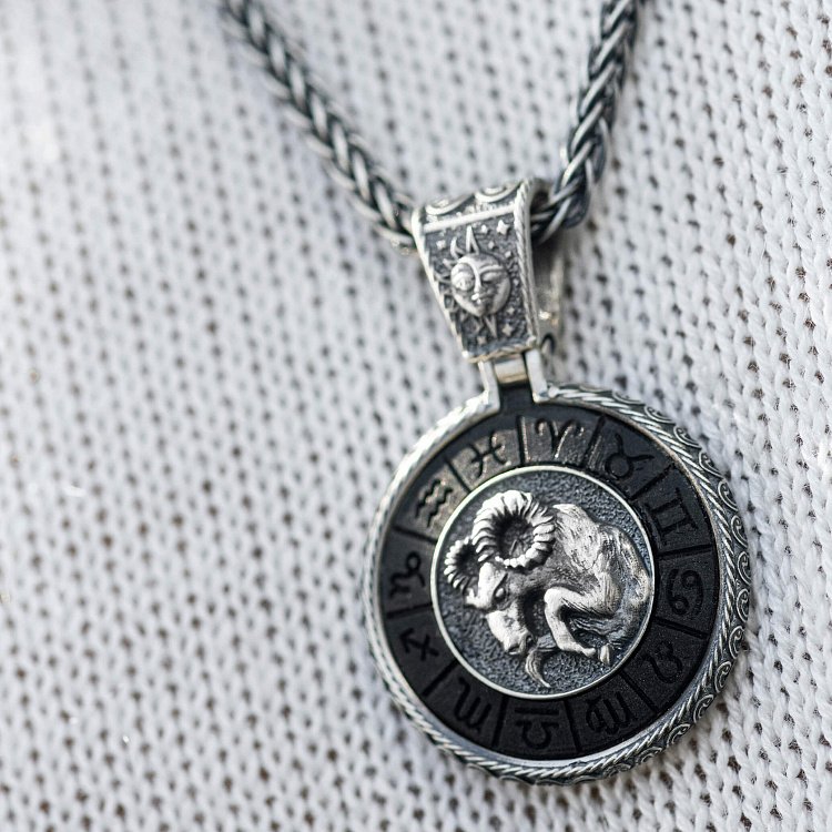 Серебряный кулон "Знак зодиака Овен" с эбеном 1041овен от ювелирного магазина Оникс - 3