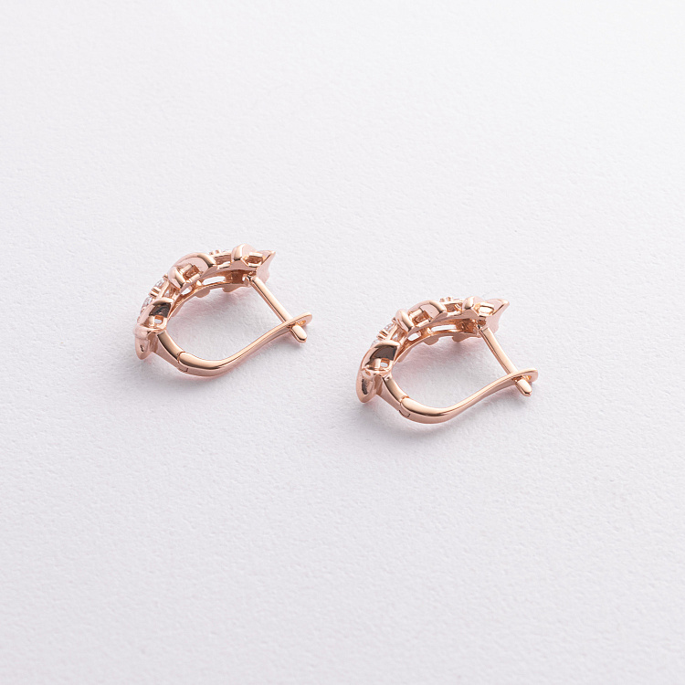 Сережки "Rosie" з фіанітами (червоне золото) с09481 від ювелірного магазину Онікс - 1