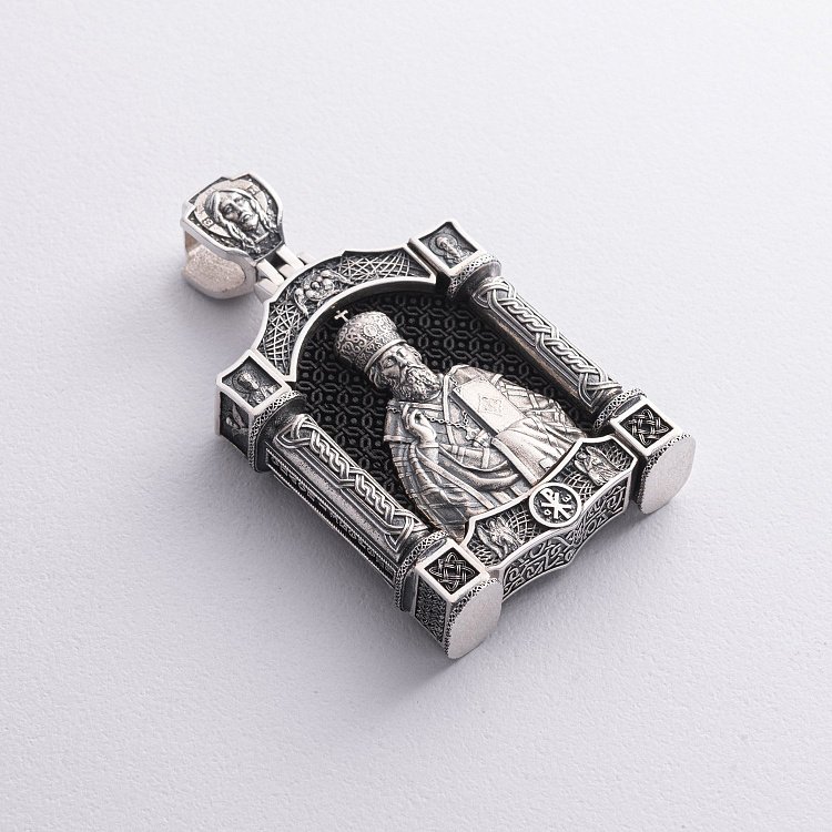 Срібний кулон "Миколай Чудотворець. Свята Трійця" (ебенове дерево) 1463 від ювелірного магазину Онікс - 5