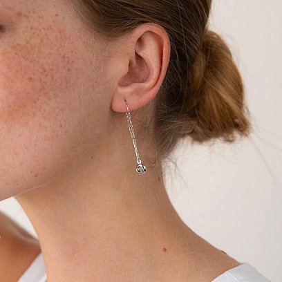 Золотые серьги - протяжки с топазами с07964 №2