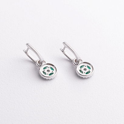 Золотые серьги с изумрудами и бриллиантами сб0667ca №3