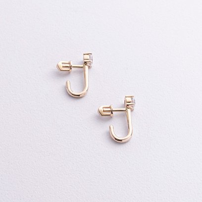 Серьги - пусеты "Rita" с фианитами (желтое золото) с09062 №3