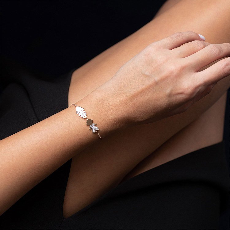 Золотий браслет "Хлопчик і дівчинка" (фіаніт) б04822 від ювелірного магазину Онікс - 3