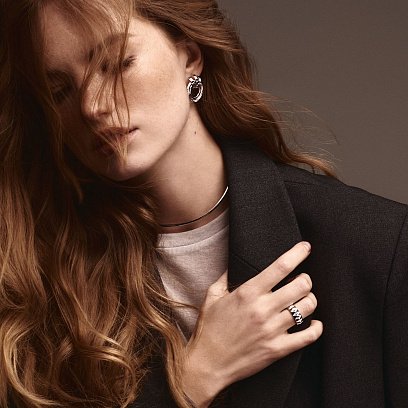 Серьги "Кольца" в белом золоте с08367 №6