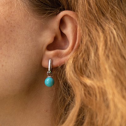 Серьги с бирюзой (белое золото) с08549 №4