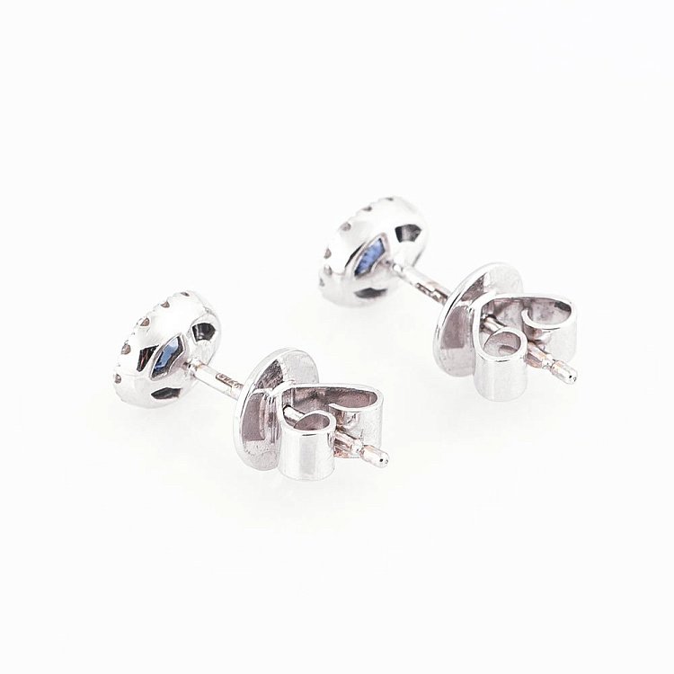 Золоті сережки-пусети з сапфірами і діамантами сб0031mi від ювелірного магазину Онікс - 2