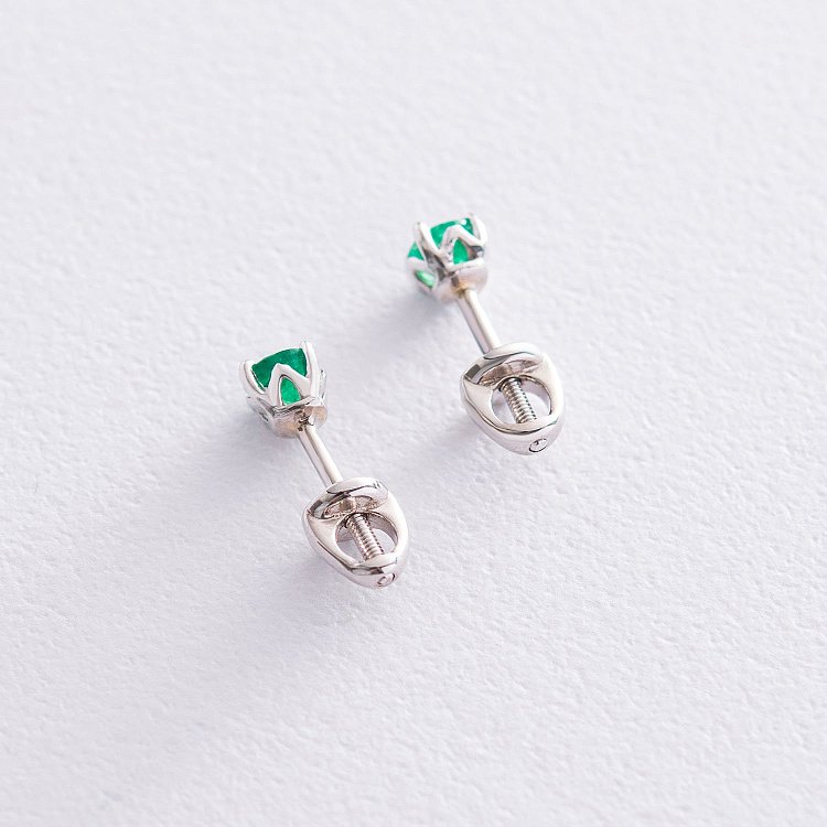 Серьги - пусеты с ониксом в белом золоте с06816 от ювелирного магазина Оникс - 6