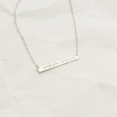 Серебряное колье с гравировкой "Координаты" 18978к №3