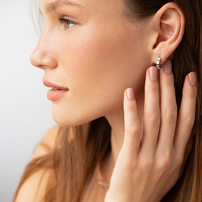 Серьги - кольца "Ruby" в белом золоте с09179 №2