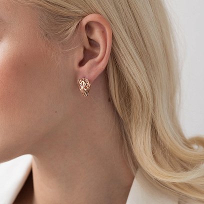 Золотые серьги "Пантеры" с07740 №4