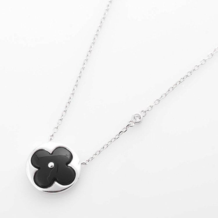 Колье "Клевер" с ониксом и фианитом 18584 от ювелирного магазина Оникс