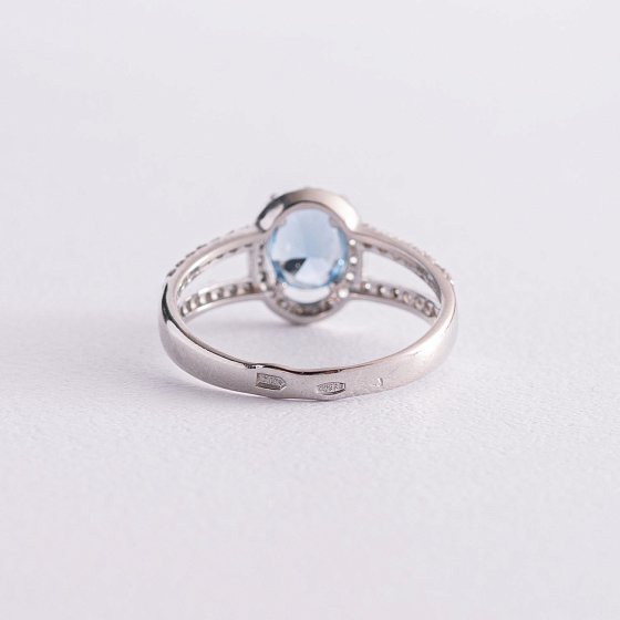 Серебряное кольцо с кварцом и фианитами 1351/1р-QLB №5