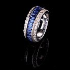Срібний перстень з синіми фіанітами (родій) 11750с от ювелирного магазина Оникс