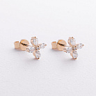 Серьги - пусеты "Цветочки" в желтом золоте (бриллианты) сб0705sm от ювелирного магазина Оникс - 2