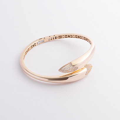 Жесткий браслет "Rosemarie" в желтом золоте (фианиты)  б05601 №3