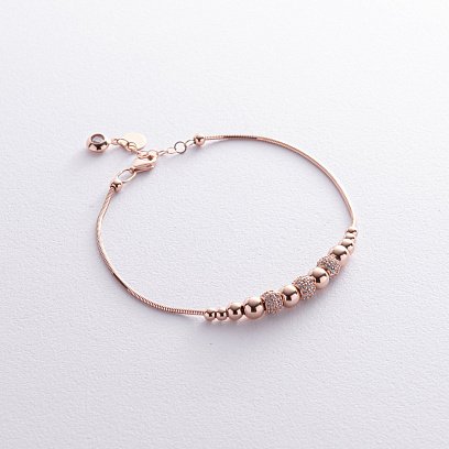 Браслет "Шарики" в красном золоте (фианиты) б04801
