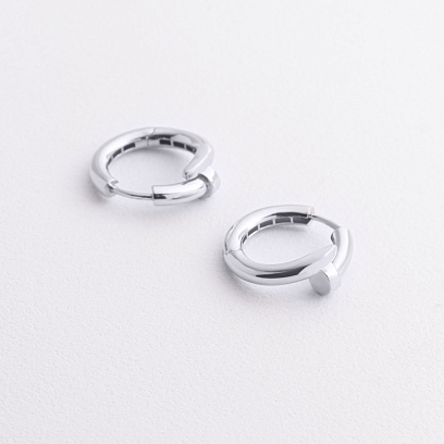 Серьги - кольца "Гвоздь" в белом золоте с09575 №2