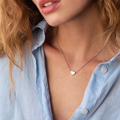 Серебряное колье "Сердечко" с фианитом 1090 №2