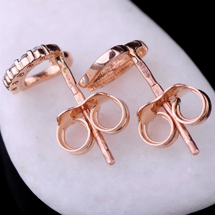 Золотые серьги -пусеты (фианиты) с02384 от ювелирного магазина Оникс - 1