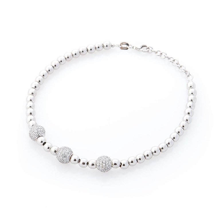 Золотий браслет "Кульки" (фіаніти) б03583 від ювелірного магазину Онікс - 3