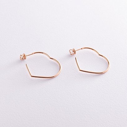 Золоті сережки - пусети "Сердечки" с07961 №4