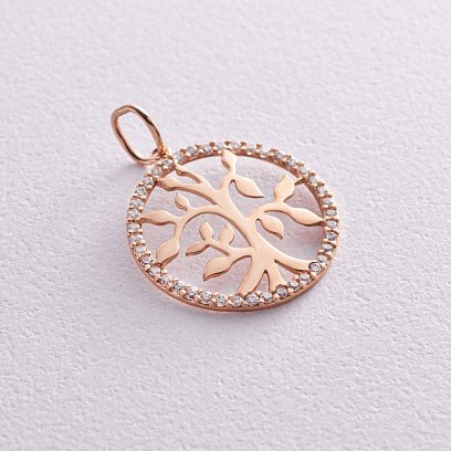 Золотой кулон "Древо жизни" с фианитами п03011