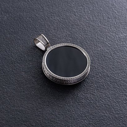 Серебряный кулон "Лев" (оникс) 1251 №5