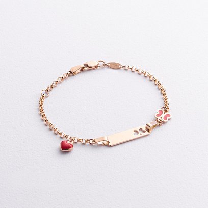 Дитячий браслет "Метелик і сердечко" з емаллю б02587