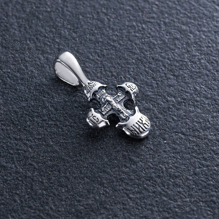 ﻿Срібний хрест "Розп'яття Христове. Тропар Животворящого Хреста" 132951 від ювелірного магазину Онікс