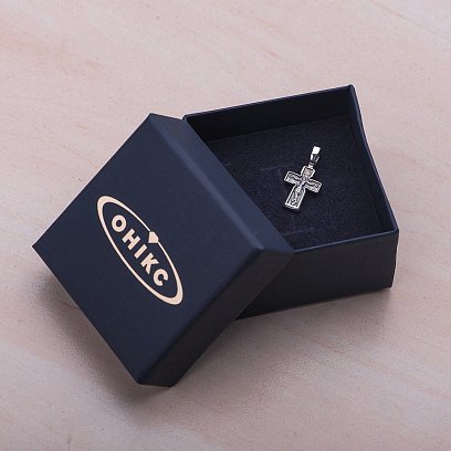 Срібний дитячий хрест "Розп'яття. Молитва" Господи, помилуй " 131651 №9