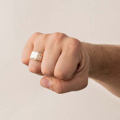 Золота печатка з візерунком к05130 №2