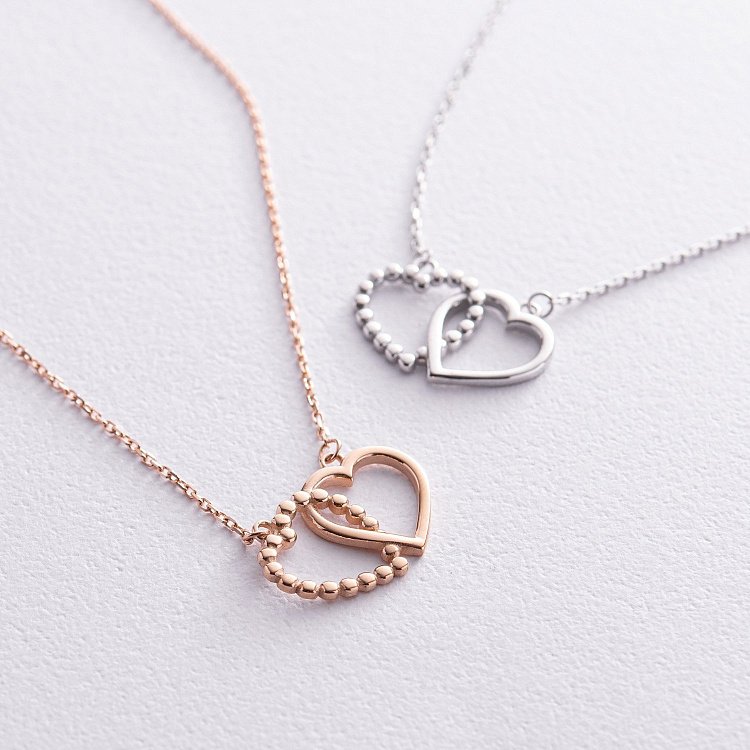 Кольє "Закохані серця" в білому золоті кол01688 від ювелірного магазину Онікс - 1