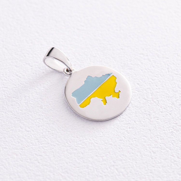 Серебряная подвеска "Карта Украины" с эмалью 940п - 3 Серебряная подвеска "Карта Украины" с эмалью 940п от ювелирного магазина Оникс - 3