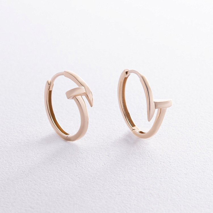 Сережки - кільця "Цвях" у жовтому золоті с08340 від ювелірного магазину Онікс