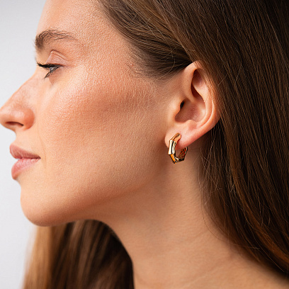 Сережки - кільця "﻿Selesta" у жовтому золоті mini с09556 №2