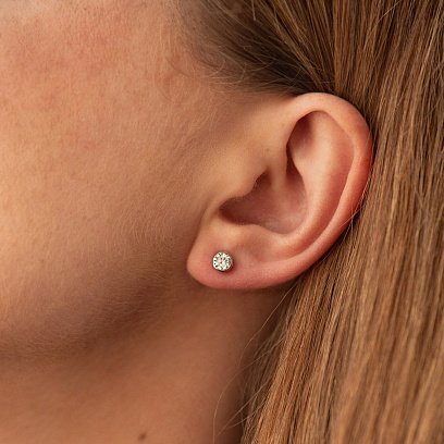 Срібні сережки - пусети (фіаніт) 122385 №2