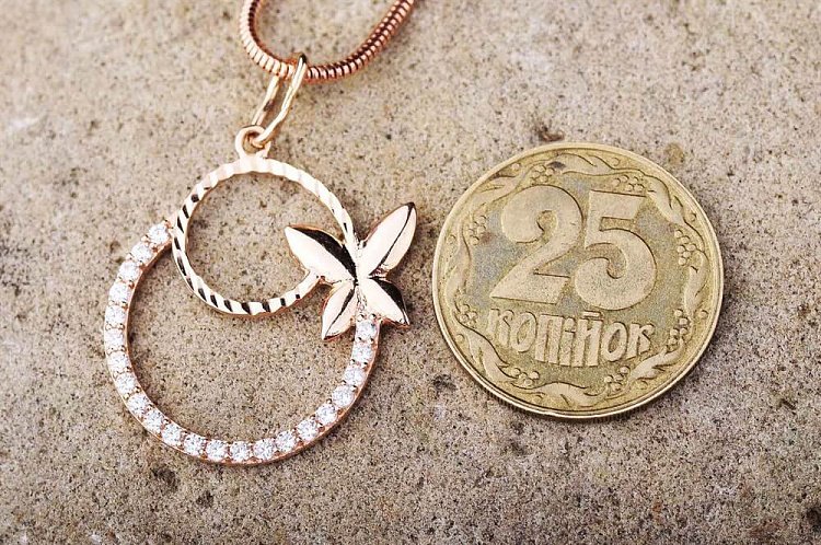 Подвеска "Бабочка" (фианит) п01235 от ювелирного магазина Оникс - 1