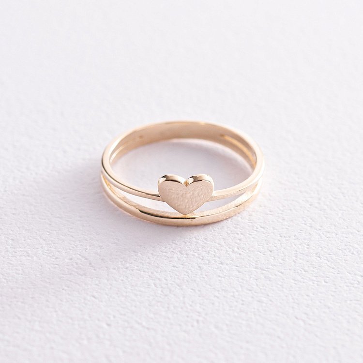 Каблучка "Сердечко" в жовтому золоті к07180 - 2 Каблучка "Сердечко" в жовтому золоті к07180 від ювелірного магазину Онікс - 2