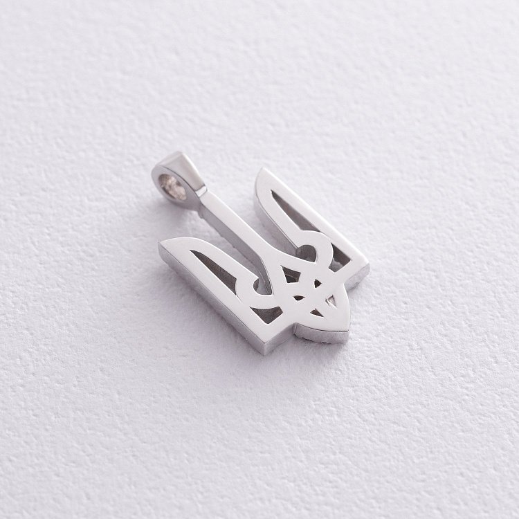 Срібний кулон "Герб України - Тризуб" з фіанітами (кулон під чокер) 1103 від ювелірного магазину Онікс - 2