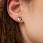 Золотые серьги - пусеты с голубыми топазами с02281 от ювелирного магазина Оникс - 5