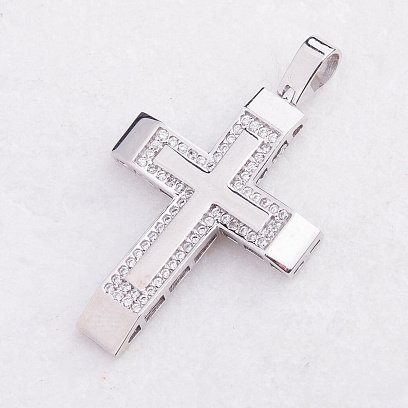 Золотой крестик с фианитами п02201 №3