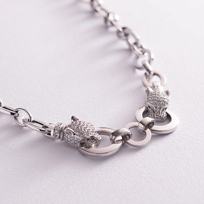 Кольє "Пантера" в білому золоті (фіаніти) кол02039 №3