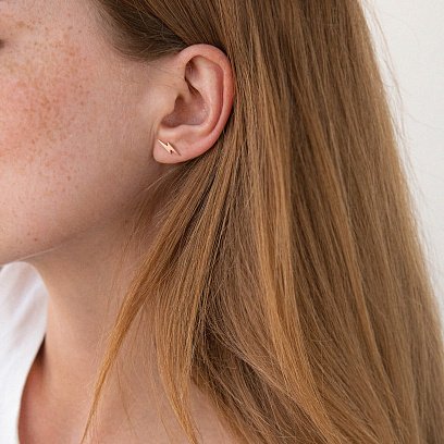 Золоті сережки - пусети "Блискавки" с07923 №2