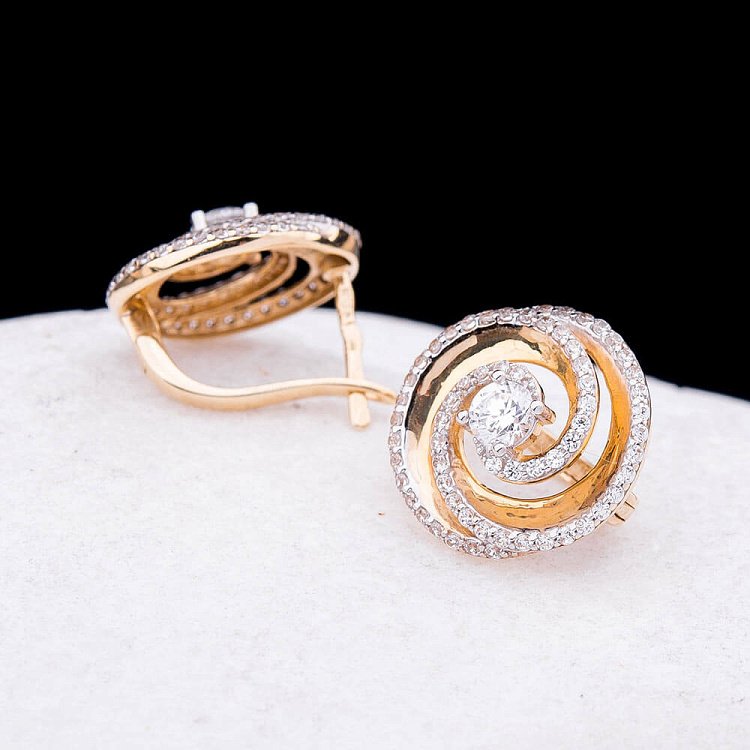 Золоті сережки з фіанітами с02273 від ювелірного магазину Онікс - 2